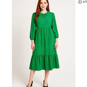 Who What Wear Green Animal Print Women's Dress